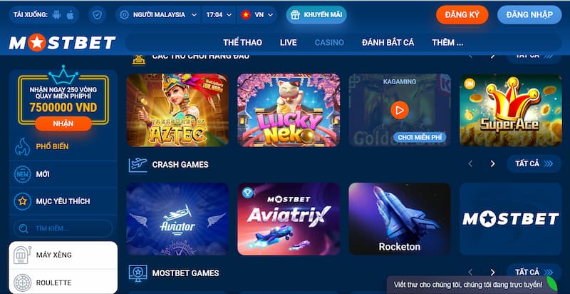 Các sản phẩm tại Mostbet